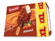 Gelati alla vaniglia ricoperti al cioccolato con mandorle , ...