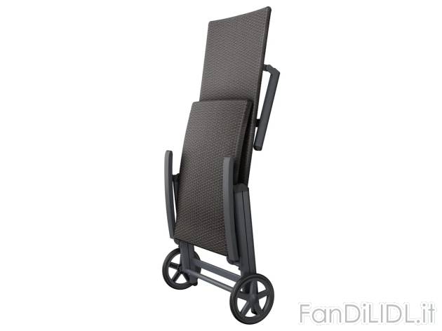 Lettino sdraio da giardino con rotelle , prezzo 99 EUR 
Lettino sdraio da giardino ...