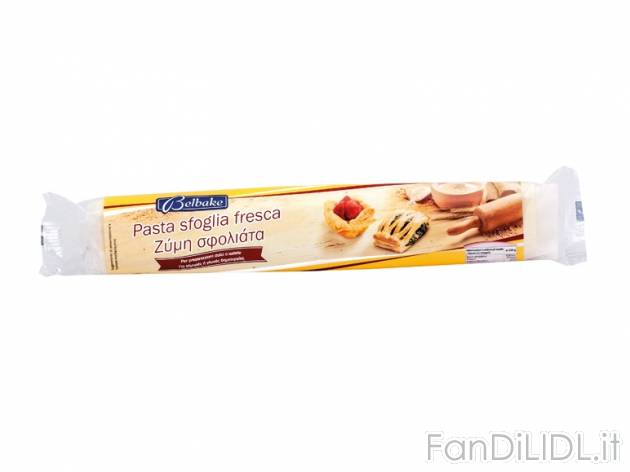 Pasta sfoglia rettangolare Belbake, prezzo 0,79 &#8364; per 275 g, € 2,87/kg ...