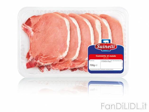 Costolette di maiale Suinelli, prezzo 3,29 &#8364; per 700 g, € 4,70/kg EUR. ...