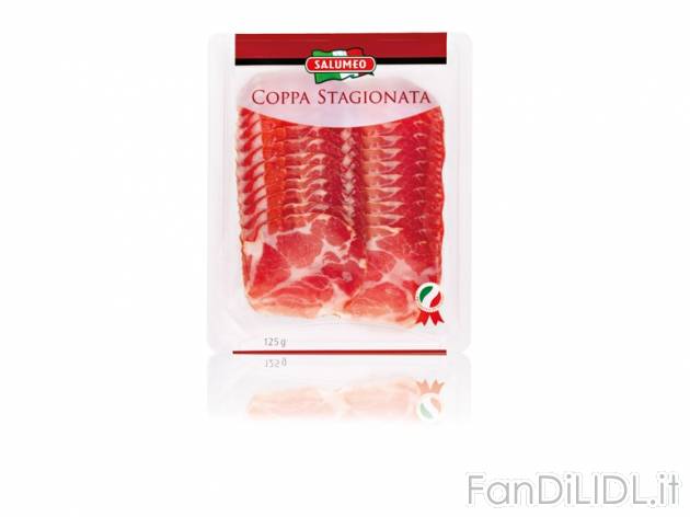 Coppa stagionata , prezzo 1,39 &#8364; per 125 g, € 11,12/kg EUR. 
- Gusto ...