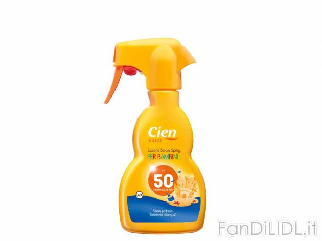 Spray solare per bambini FP 50+ , prezzo 5.99 &#8364; per 250 ml confezione ...