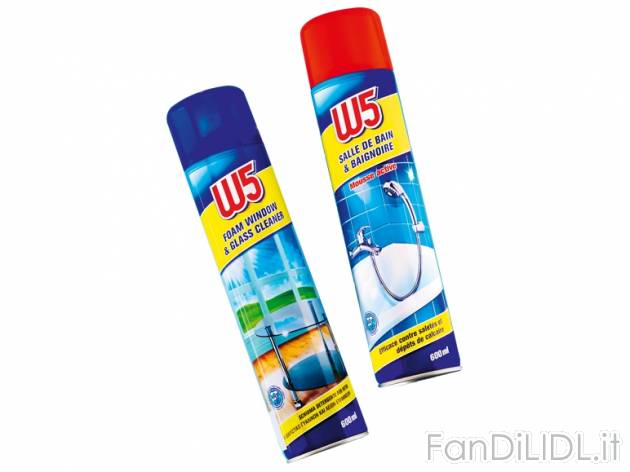 Schiuma detergente vetri/ Spray igienizzante per bagno W5, prezzo 1,49 &#8364; ...