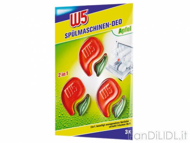 Deodorante per lavastoviglie W5, prezzo 1,49 &#8364; per 3x 6 ml, 100 ml = 8,28 ...