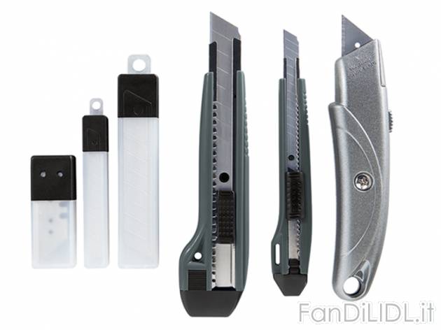 Set taglierino Powerfix, prezzo 4,99 &#8364; per Al set 
- 1 cutter per moquette ...