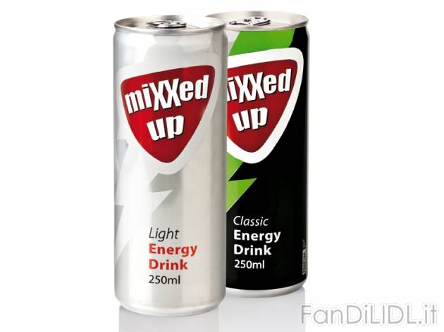 Energy Drink Classic e Energy Drink Light , prezzo 0,59 &#8364; per 250 ml lattina