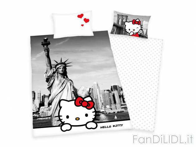 Parure copripiumino singolo &quot;Superman, Assassins Creed, Hello Kitty, Snoopy&quot; ...