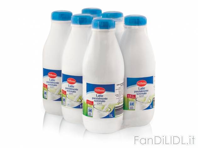 Latte parzialmente scremato UHT , prezzo 3,96 &#8364; per 6x 1 l, € 0,66/l ...