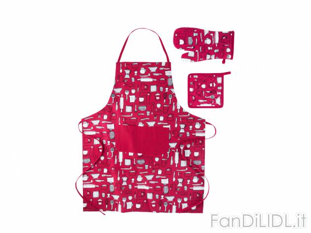 Set grembiule, presina e guanto da cucina, 3 pezzi , prezzo 4.99 &#8364;