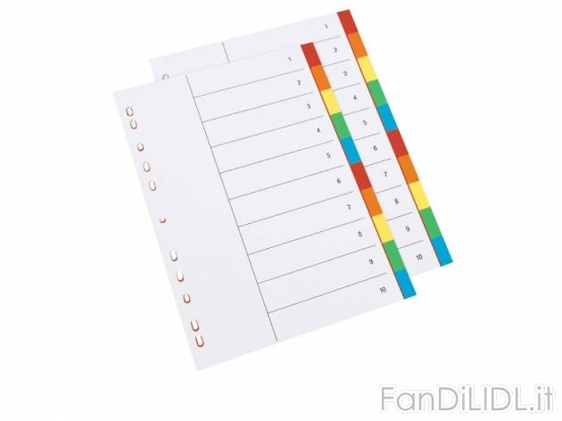 Separatori A4 United Office, prezzo 1,49 &#8364; per Alla confezione 
- A scelta ...