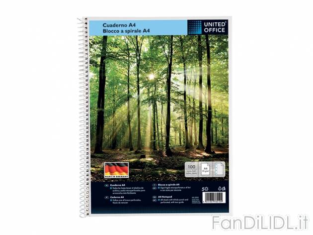 Blocco a spirale A4 United Office, prezzo 0,99 &#8364; per Alla confezione 
- ...
