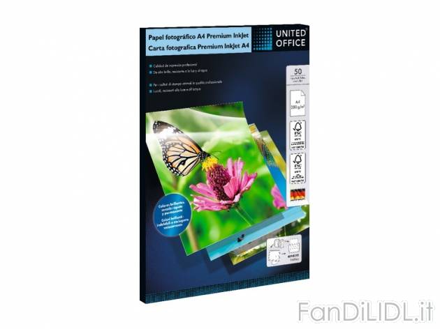 Carta fotografica A4 United Office, prezzo 5,99 &#8364; per Alla confezione ...