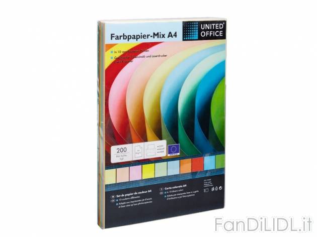 Carta colorata A4 United Office, prezzo 2,99 &#8364; per Alla confezione 
- ...
