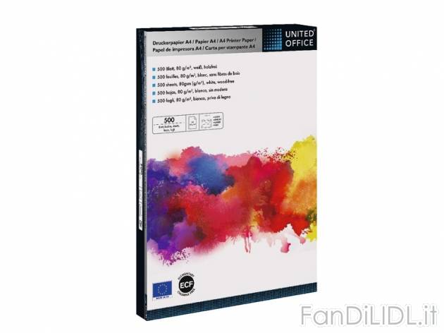 Risma di carta A4 United Office, prezzo 2,99 &#8364; per Alla confezione 
- ...