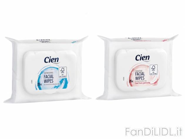 Salviettine struccanti , prezzo 0.75 &#8364;  
-  Normali o sensitive
