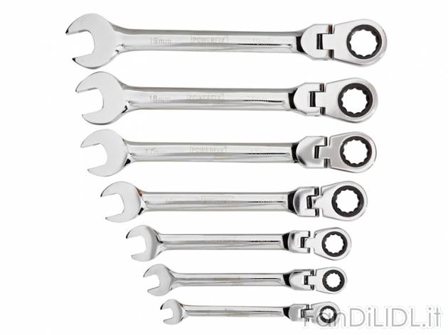 Set chiavi combinate Powerfix, prezzo 34,99 &#8364; per Al set 
- Testa orientabile ...