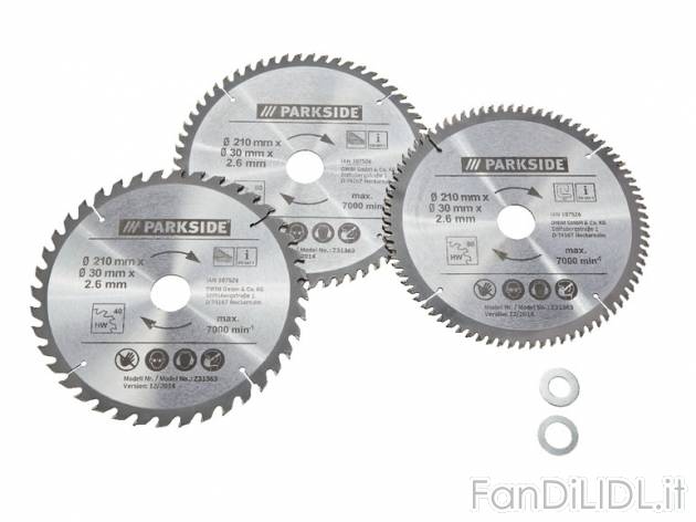 Set lame per sega circolare Parkside, prezzo 14,99 &#8364; per Alla confezione ...
