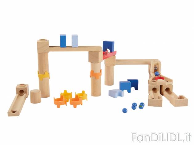 Pista per biglie in legno , prezzo 14.99 &#8364;  
-  Incl. 6 biglie in vetro
