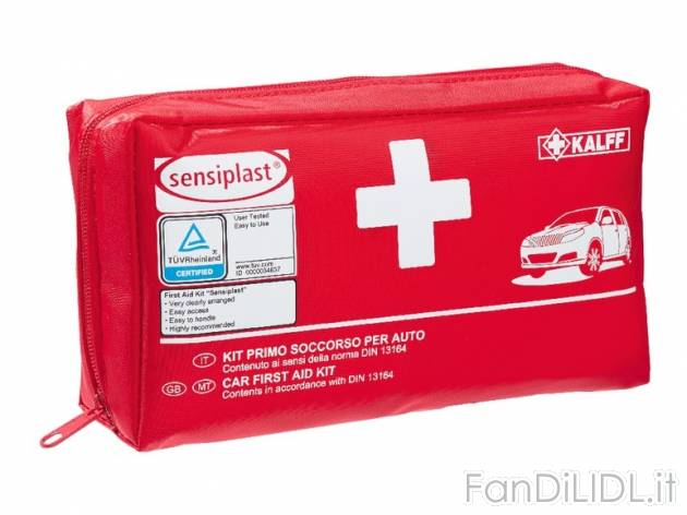 Kit primo soccorso per auto , prezzo 5,99 &#8364; per Al kit 
- Pratico rivestimento ...