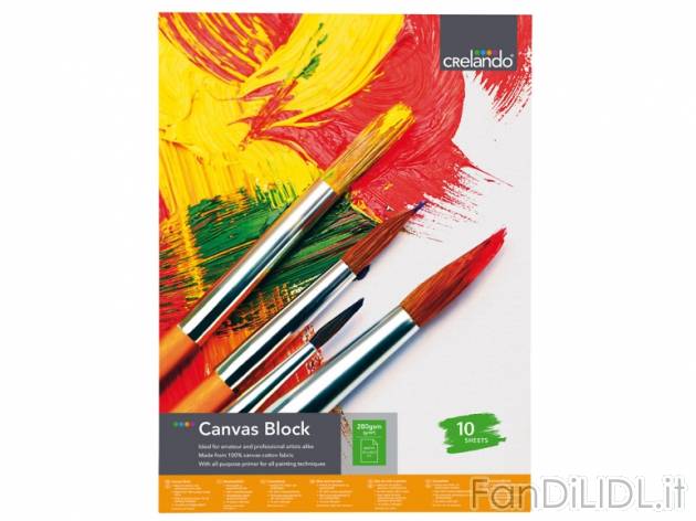 Blocco tela canvas, 10 fogli , prezzo 8,99 &#8364; per Alla confezione 
- 100% ...