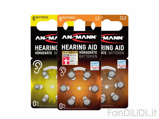 Batterie a bottone per amplificatore acustico , prezzo 1.99 &#8364;  
-  6 batterie