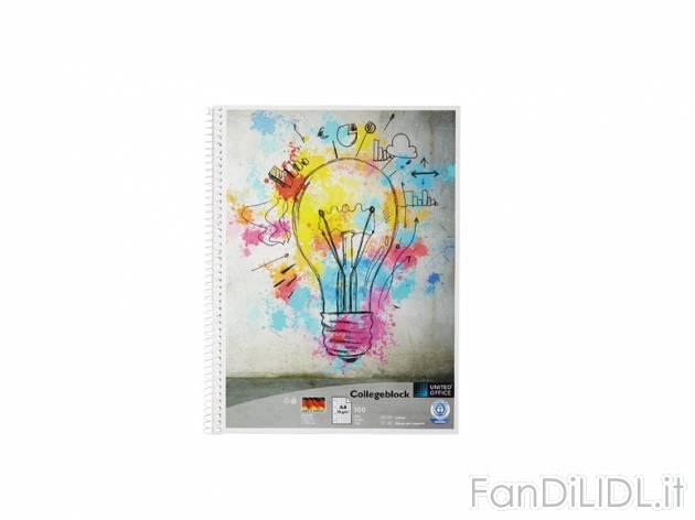 Blocco a spirale A4, 100 fogli o A5, 160 fogli United Office, prezzo 1,49 &#8364; ...