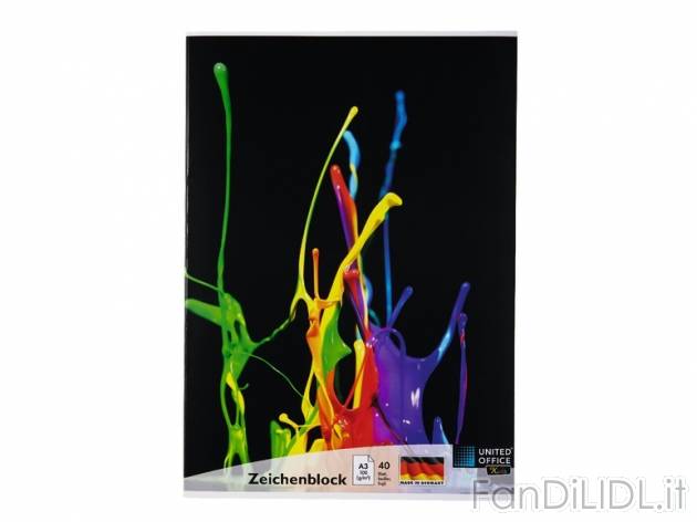 Blocco da disegno A3, 40 fogli United Office, prezzo 1,29 &#8364; per Alla confezione ...
