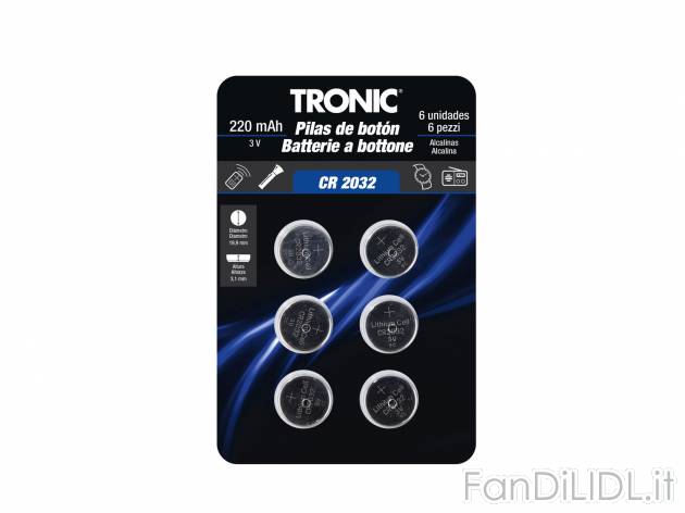 Batterie a bottone, 6 pezzi , prezzo 1.99 &#8364; 
A scelta fra:
- Alcaline ...
