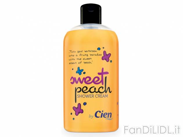 Doccia crema Cien, prezzo 1,49 &#8364; per 500 ml, € 2,98/l EUR.