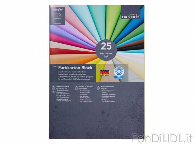 Blocco carta/cartoncini colorati , prezzo 2,49 &#8364; per Alla confezione 
- ...