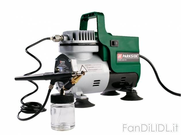 Set aerografo con compressore Parkside, prezzo 69,99 &#8364; per Al set 
- Per ...