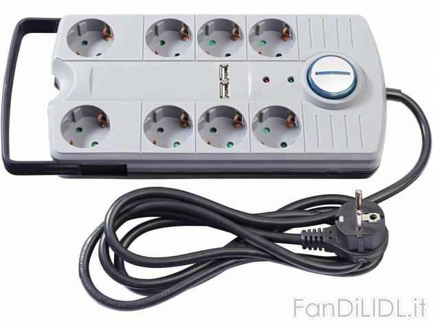 Protezione da sovratensione 3000 V 2 prese di carica USB Spina piatta Carico max. ...