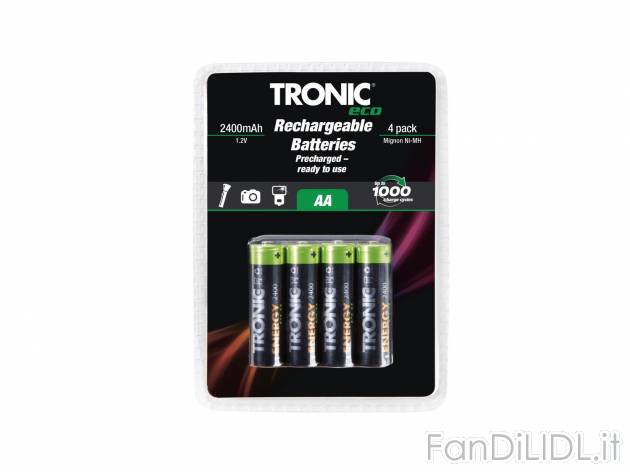 Batterie ricaricabili, 4 pezzi , prezzo 3.99 &#8364; 
- AA (2400 mAh) o AAA ...