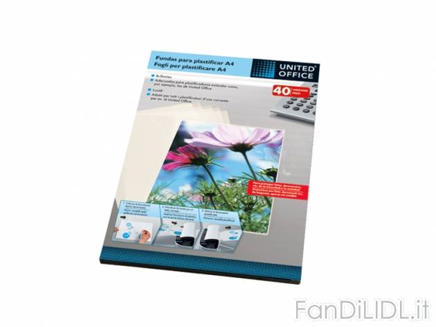 Fogli per plastificatore A4 e A5 United Office, prezzo 3,99 &#8364; per Alla ...
