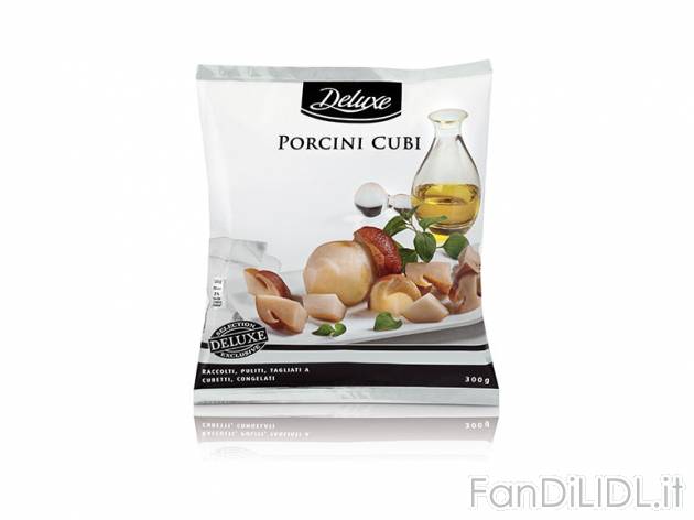Funghi porcini a cubi Deluxe, prezzo 2,49 &#8364; per 300 g, € 8,30/kg EUR. ...