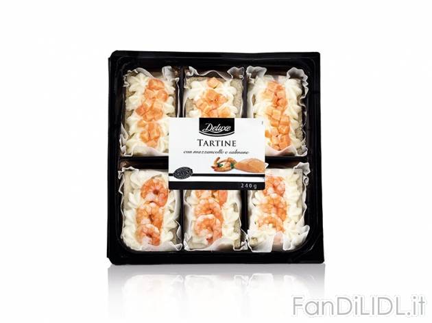 Tartine mazzancolle tropicali e salmone Deluxe, prezzo 2,99 &#8364; per 240 ...
