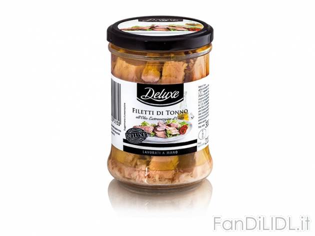 Filetti di tonno all&#039;olio di oliva extra vergine Deluxe, prezzo 4,99 &#8364; ...