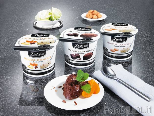 Mousse a base di panna Deluxe, prezzo 0,99 &#8364; per 175 g, € 5,66/kg EUR. ...
