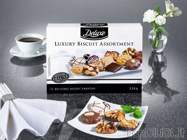 Biscotti Deluxe, prezzo 3,29 &#8364; per 228 g, € 14,43/kg EUR. 
- Piccoli ...