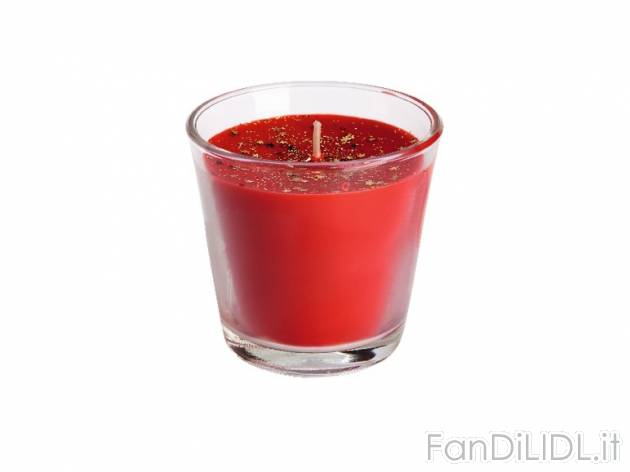 Candela profumata con bicchiere Melinera, prezzo 0,99 &#8364; per Alla confezione ...