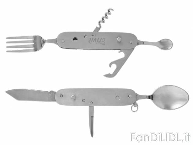 Coltellino multiuso o posate da campeggio , prezzo 4.99 &#8364;  
-  Custodia inclusa