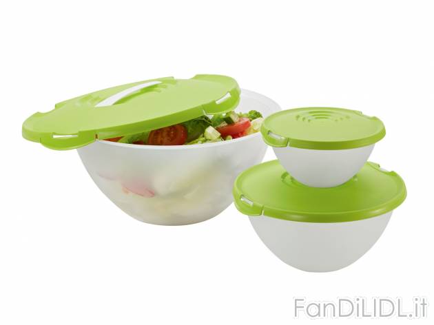 Set ciotole , prezzo 7.99 &#8364; per Al set 
- Coperchi con chiusure a clip
- ...