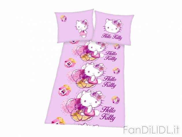 Parure copripiumino 155x200 cm &#039;&#039;Sam il Pompiere, Hello Kitty, ...
