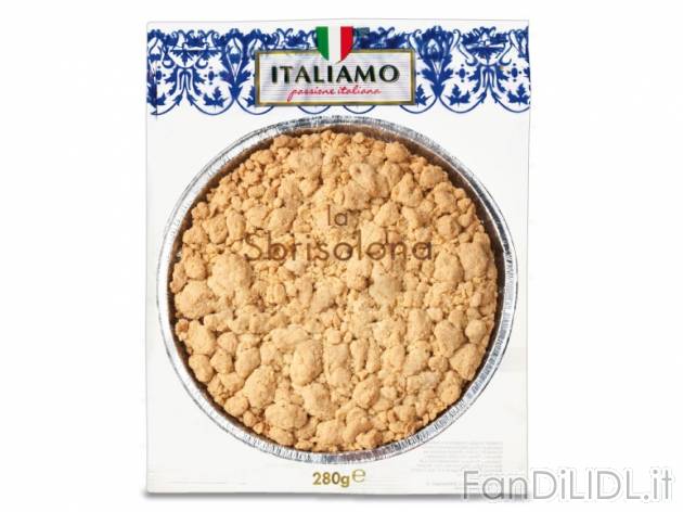 Torta sbrisolona Italiamo, prezzo 0,99 &#8364; per 280 g, € 3,54/kg EUR. 
- ...