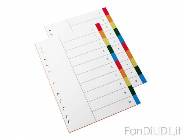 Separatori A4 United Office, prezzo 1,49 &#8364; per Alla confezione 
- A scelta ...