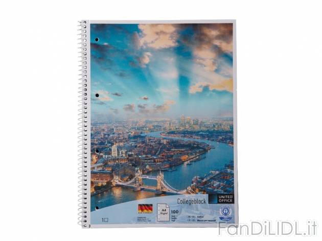 Blocco a spirale A4 United Office, prezzo 0,99 &#8364; per Alla confezione 
- ...