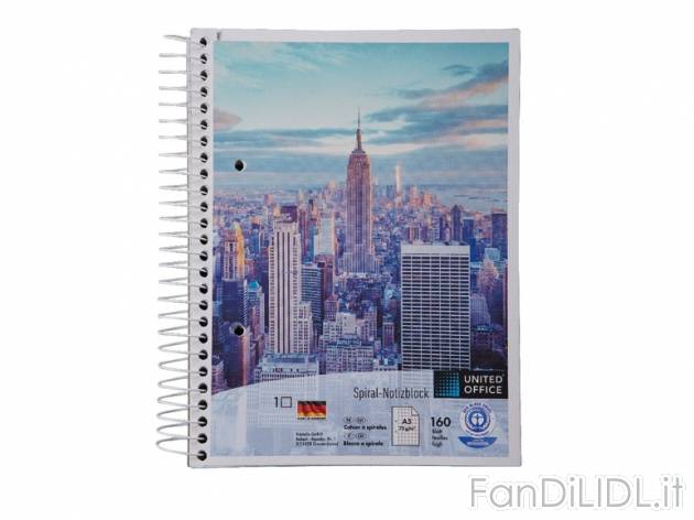Blocco a spirale A5 United Office, prezzo 0,99 &#8364; per Alla confezione 
- ...