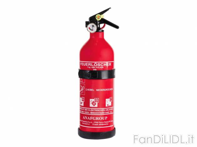 Estintore 1kg ANAF , prezzo 9.99 &#8364;  
-  Per classi di fuoco A, B e C