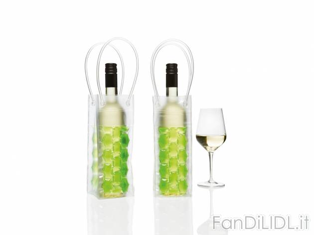 Borsa portabottiglie refrigerante o accumulatore di freddo flessibile, 2 pezzi , ...