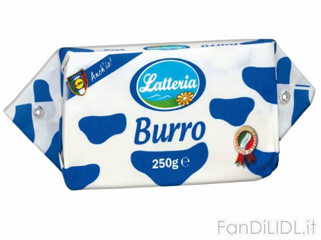 Burro pastorizzato , prezzo 1,29 &#8364; per 250 g, € 15,16/kg EUR. 
- Alla ...